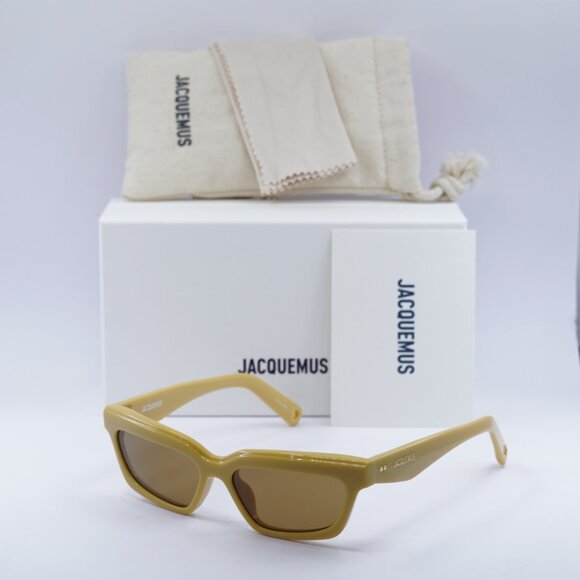 Jacquemus SALON JAC/62 C2 Sunglasses Yellow Rectangle Frame, Brown Lenses - Picture 10 of 10
